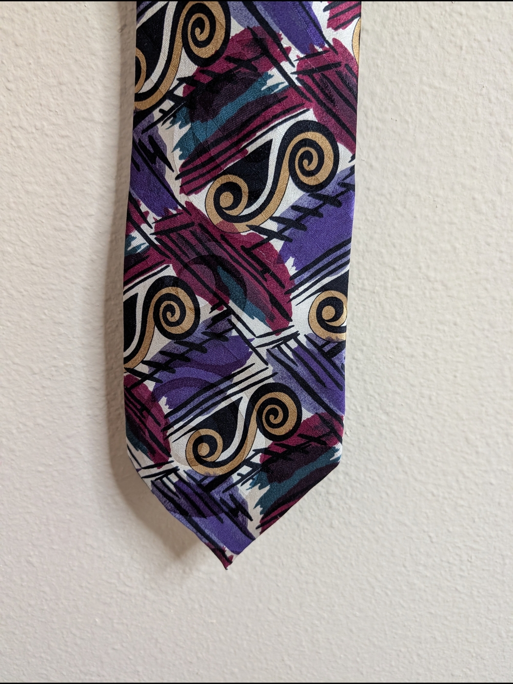 Screenplay by Martin Wong Vintage Silk Tie | Bold Abstract 80s Print